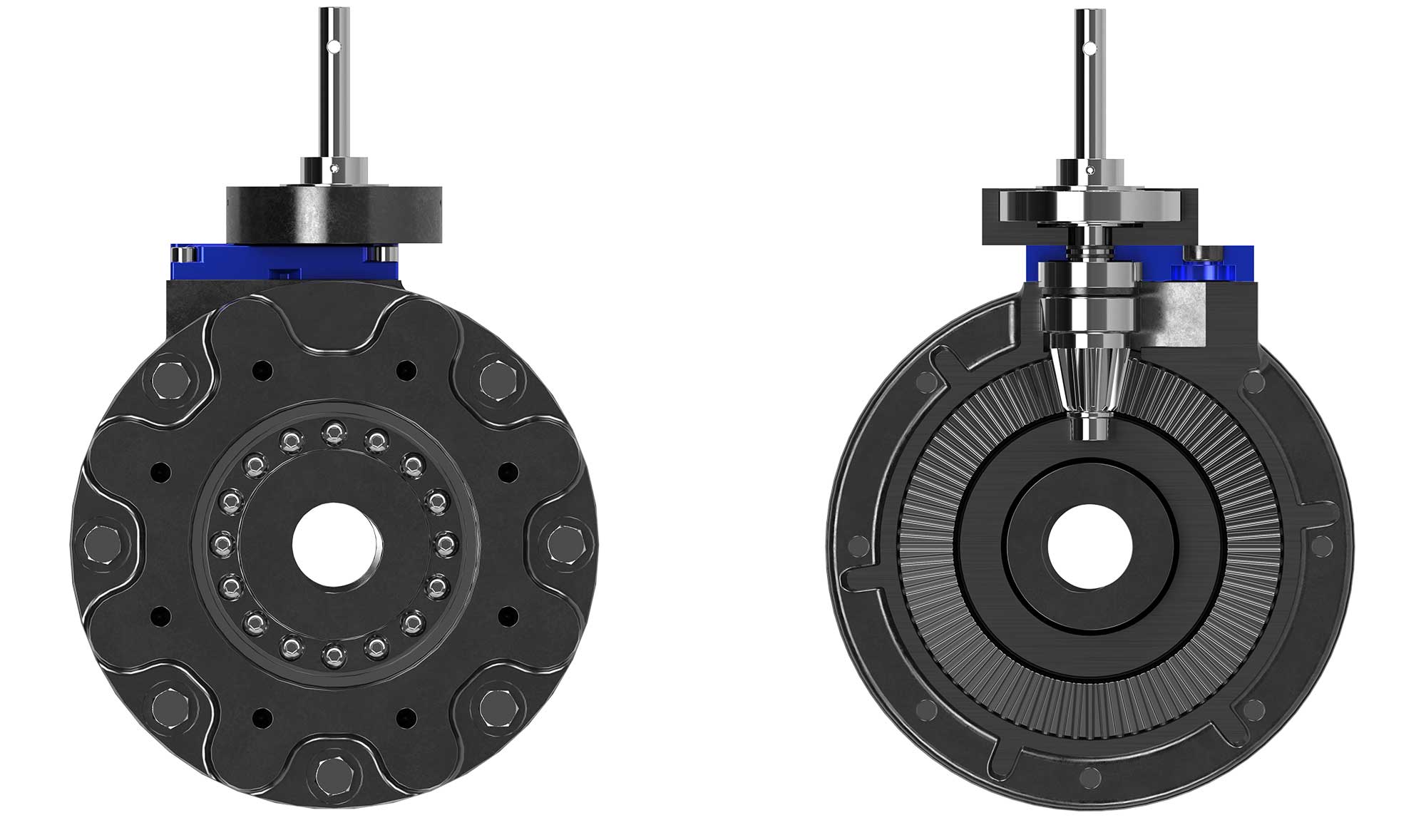 Cutaway views of a Dynatorque BG multiturn bevel gear.