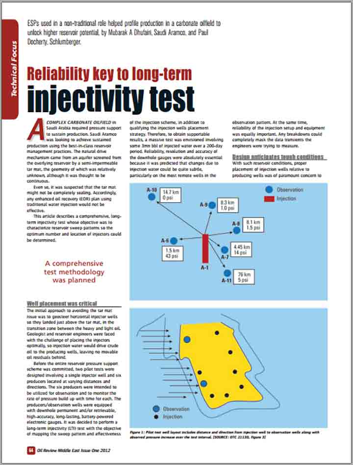 Injectability Test Reliability Key to Long-Term Injectivity Test | SLB