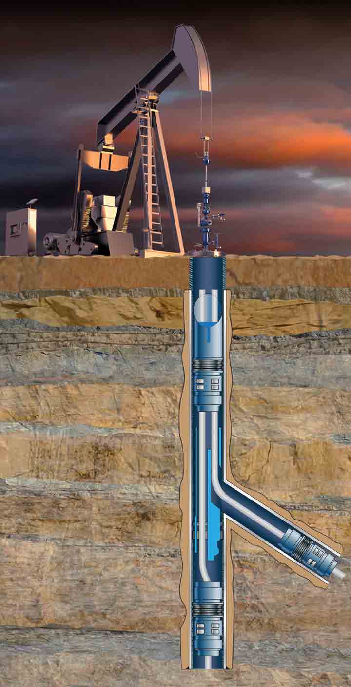 The specially designed seal and interlocking rail system of the RapidX junction prevented water at the junction from exiting through the completion. Oil- and water-swellable packers were run with the slotted liner in the lateral to isolate the casing window from potential water breakthrough and coning.The junction provided full access in each leg.
