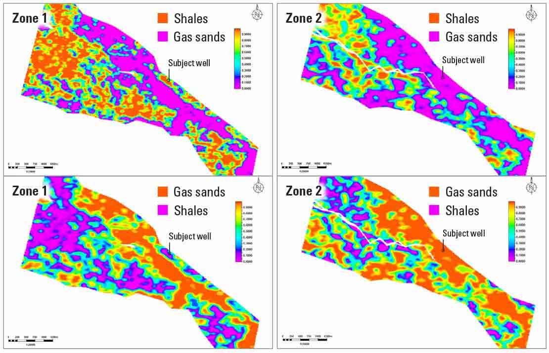 Image of shales and gas sands probability maps.