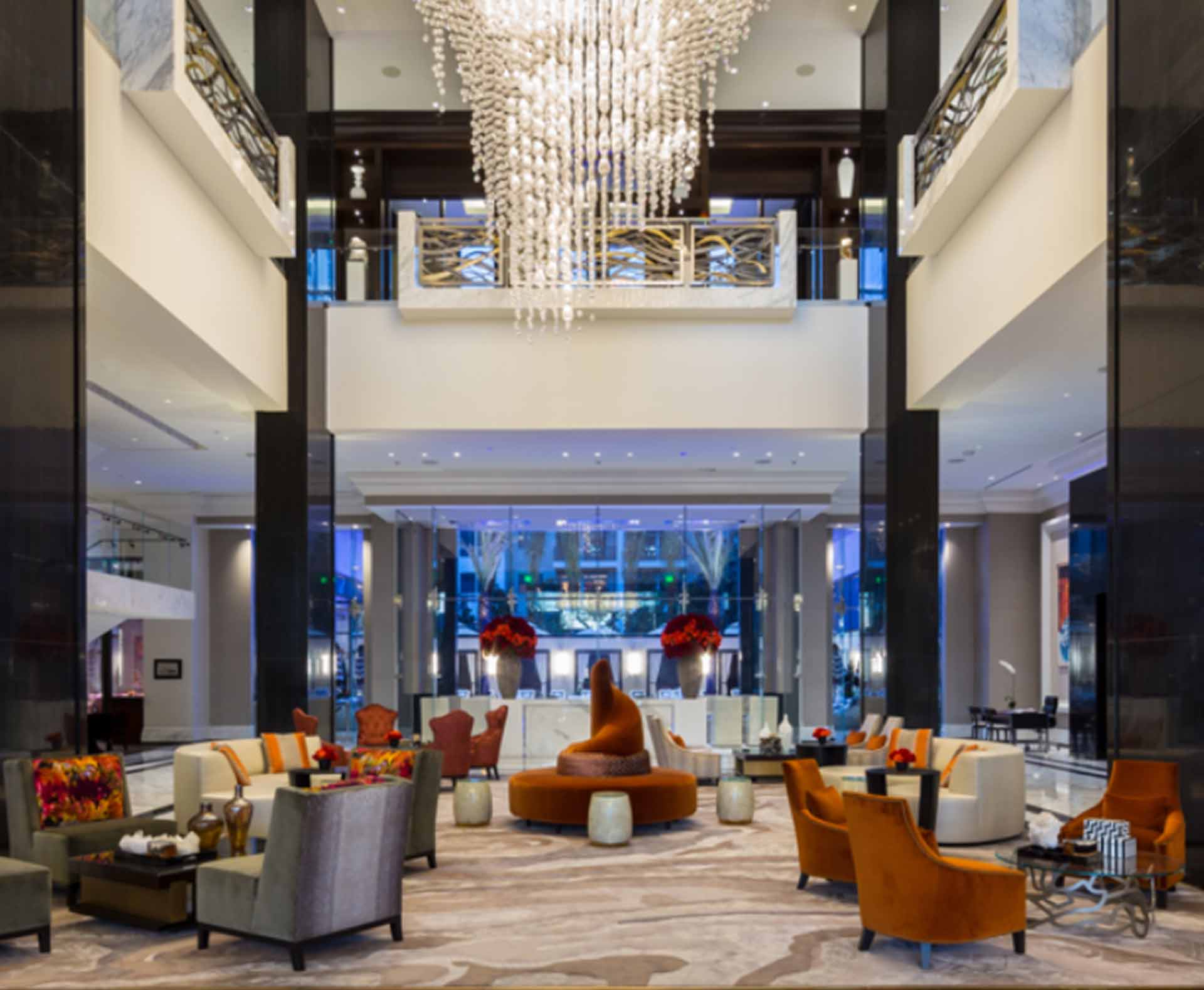 Photograph of The Post Oak Hotel lobby.