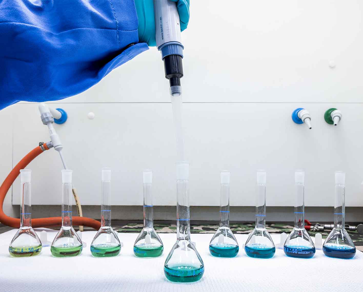 beakers of chemicals