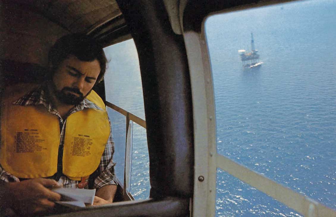 1978 offshore helicopter and rig