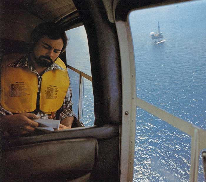 1978 offshore helicopter and rig