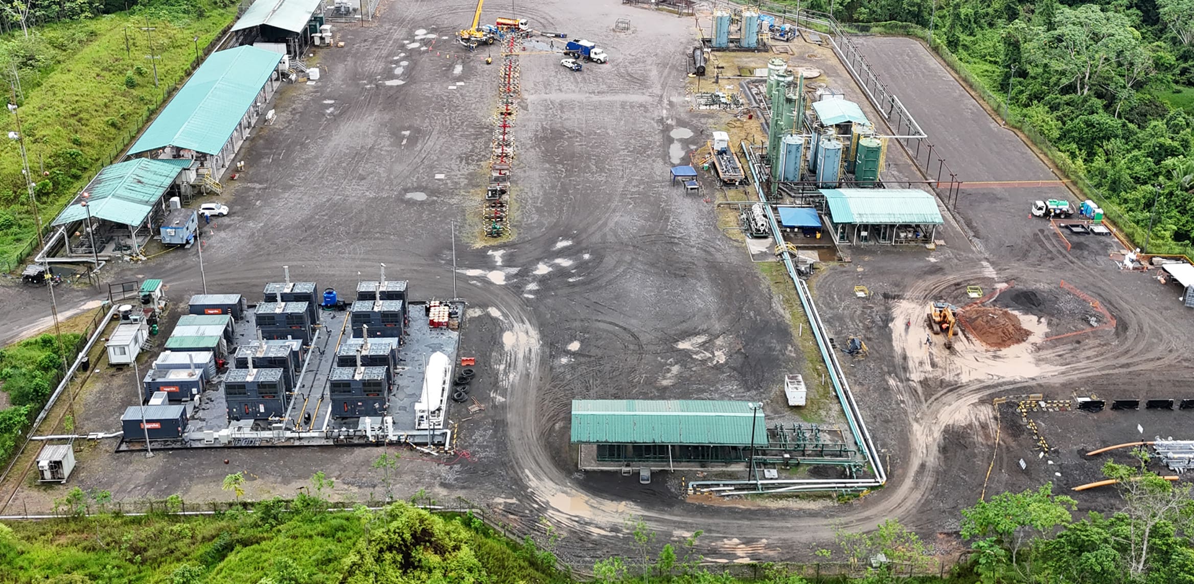 Aerial photo of the site in the Ecuadorian jungle.