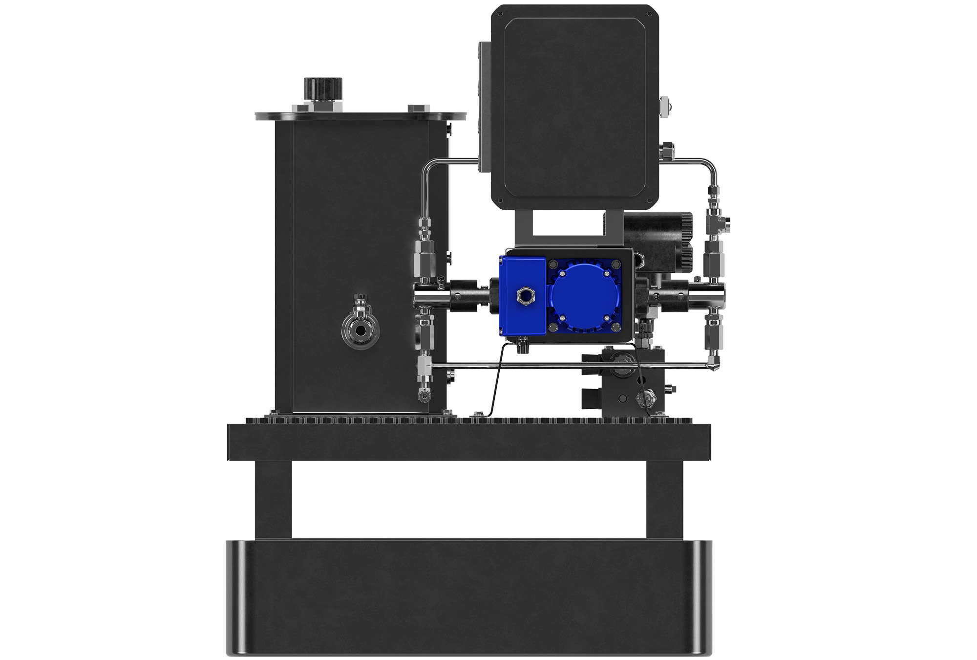 Rendering of the surface skid used by the Synthetix hydraulic gas lift system.