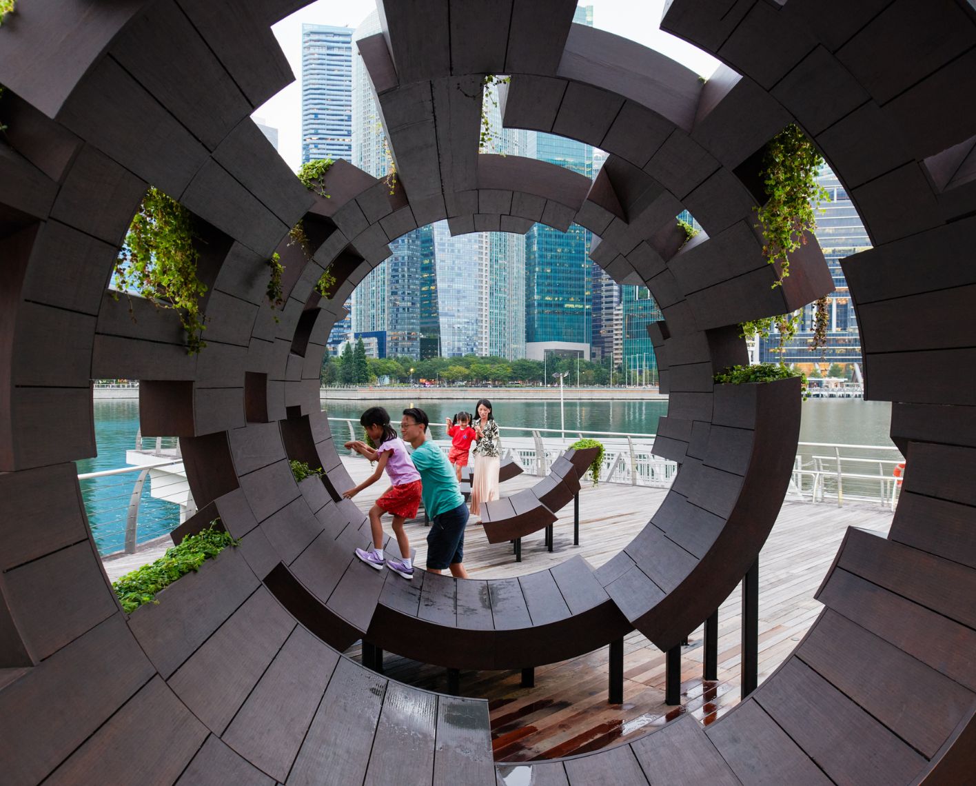 Children playing on a structure