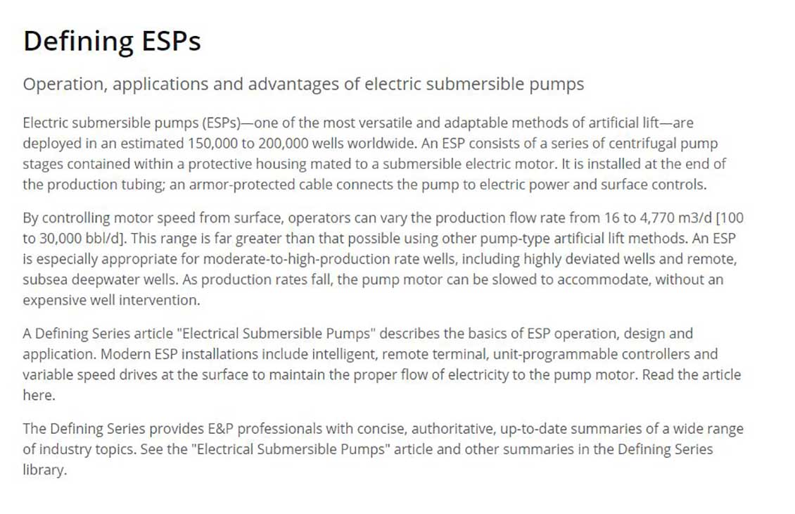 Defining ESPs Operation, applications and advantages of electric ...