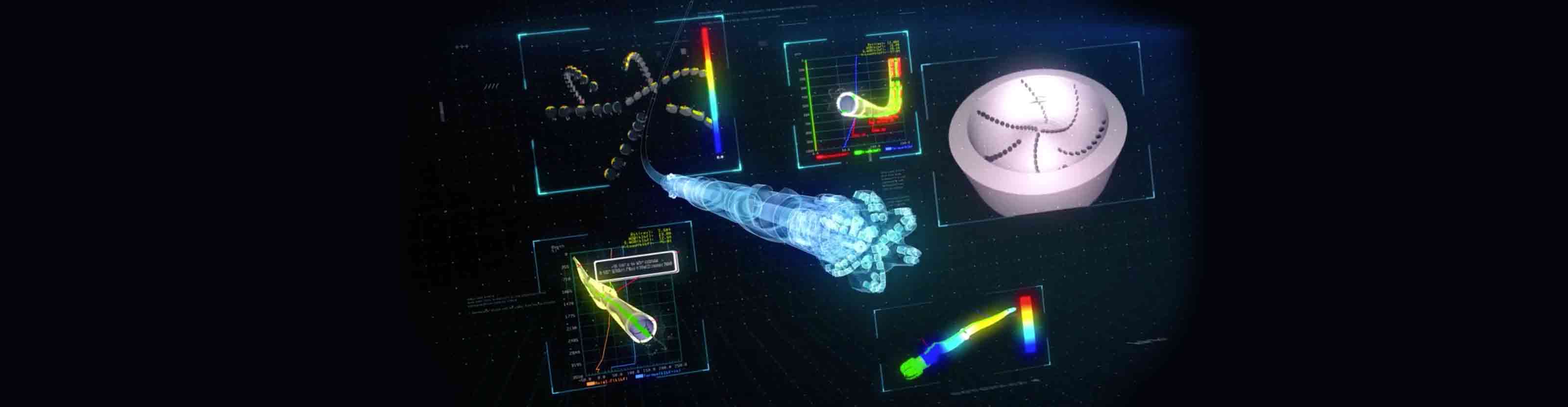 Composite image showing software modeling capabilities of BHA components