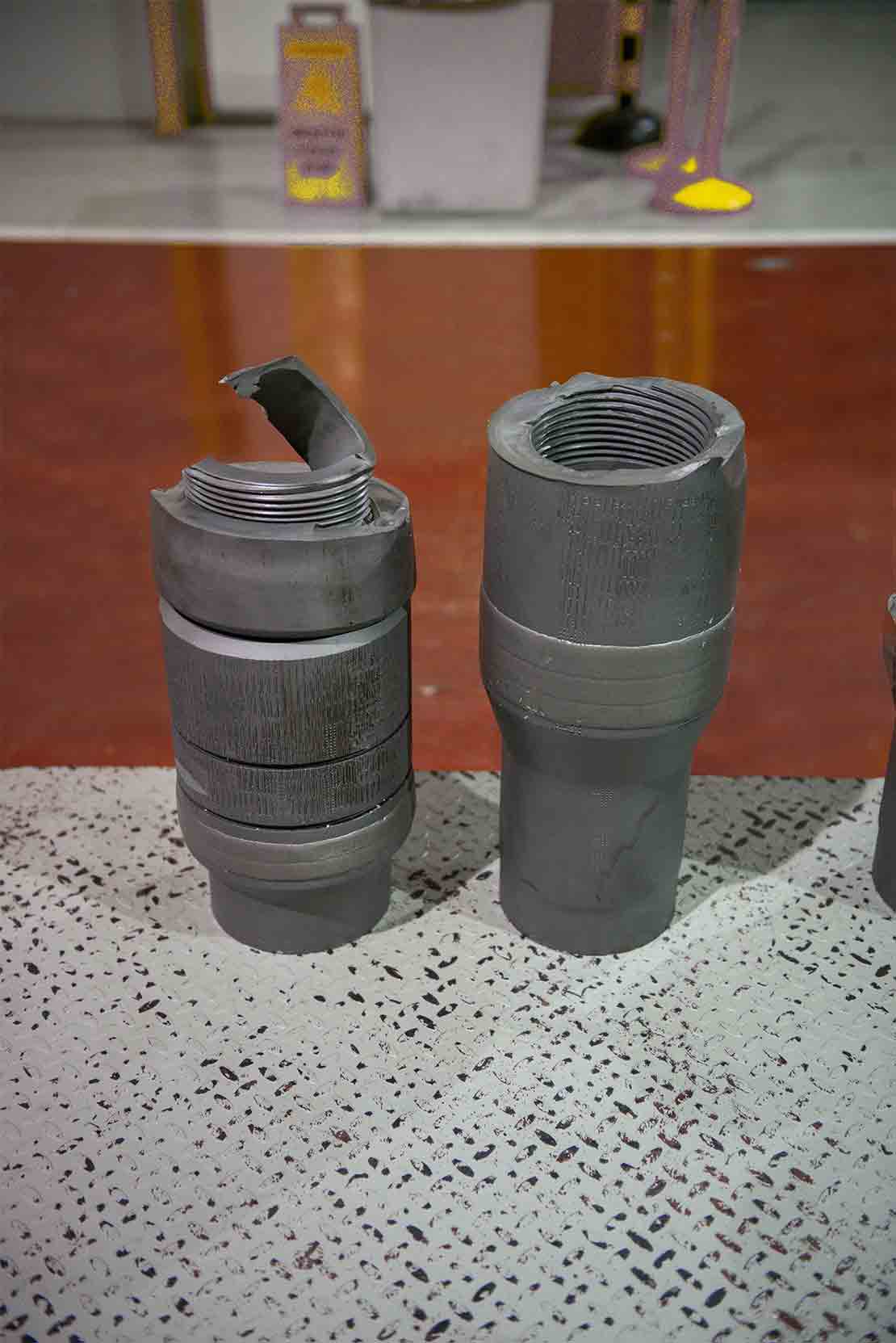 Tool joint hardbandings that were sheared with the BroadShear ram