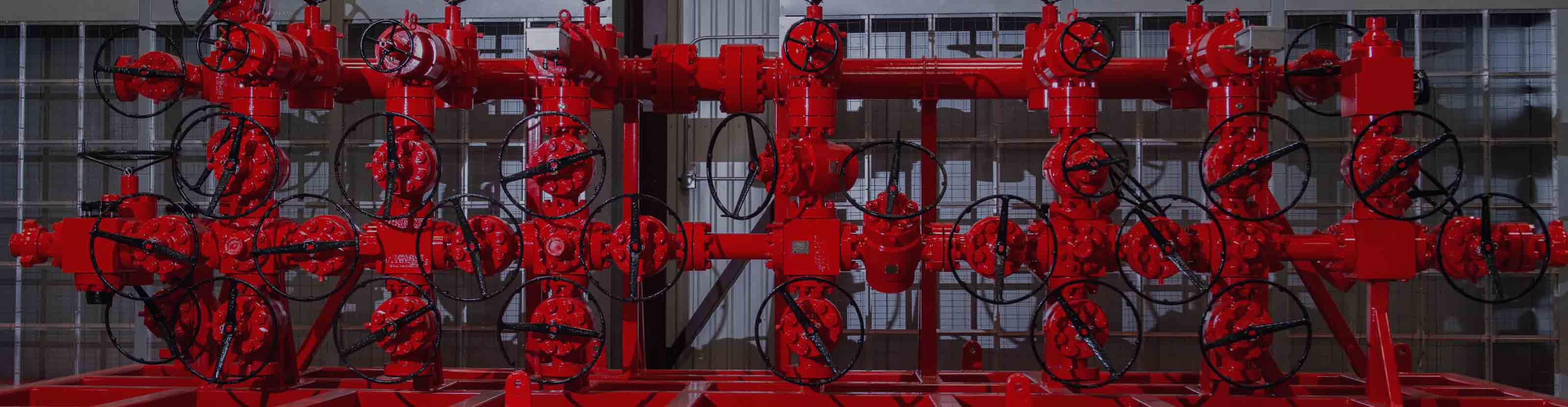Manifold equipment in a manufacturing facility.