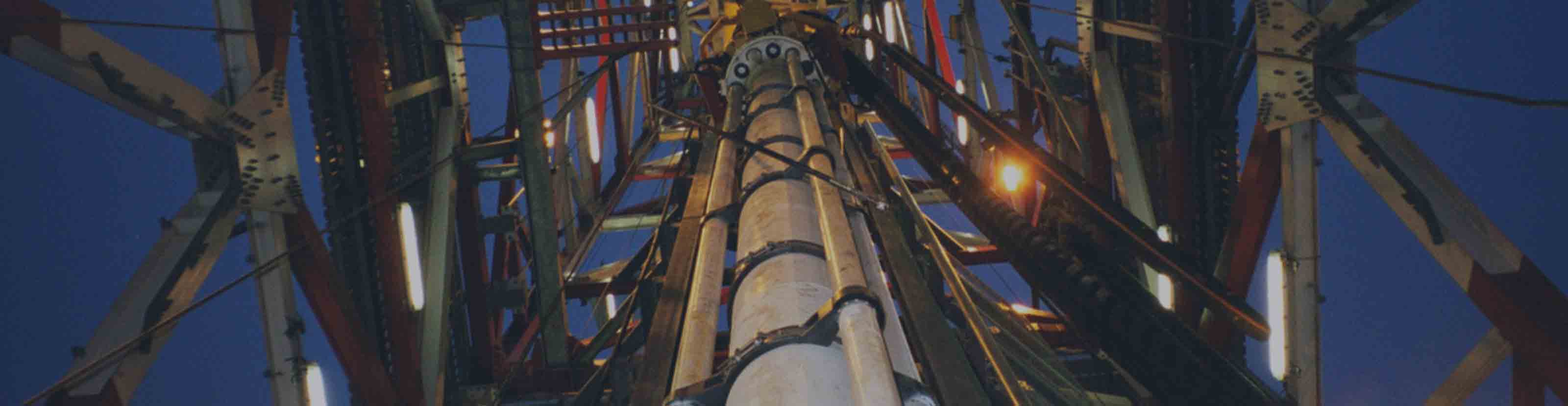 Marine drilling riser on rig.