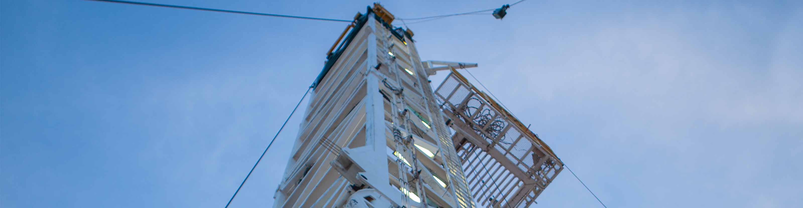 top of a drilling derrick