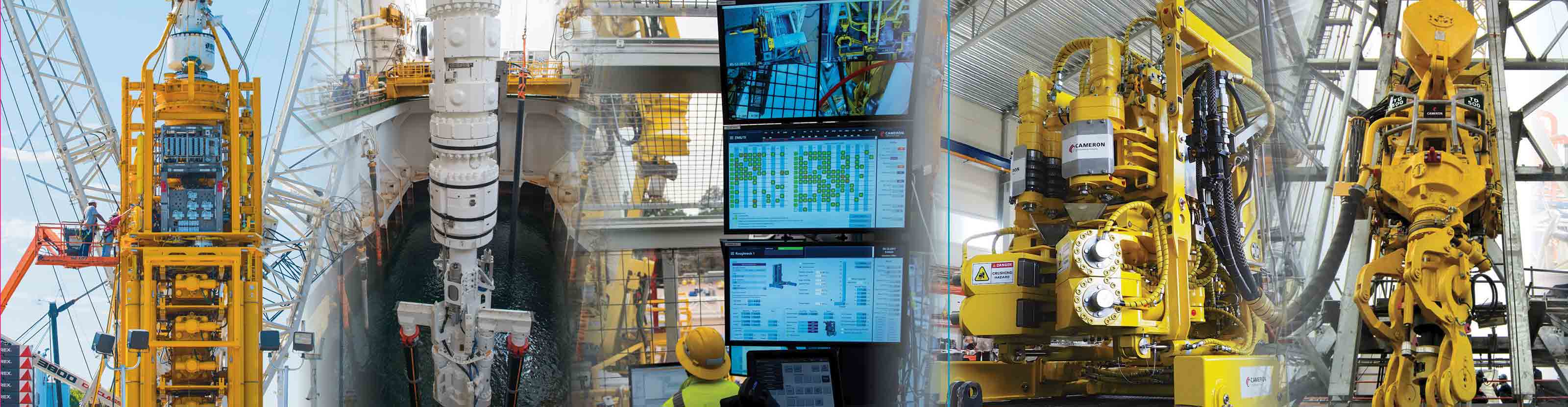 Top drive, riser joint, computer screen, and other equipment.