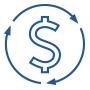 Blue dollar sign symbol in a blue circle