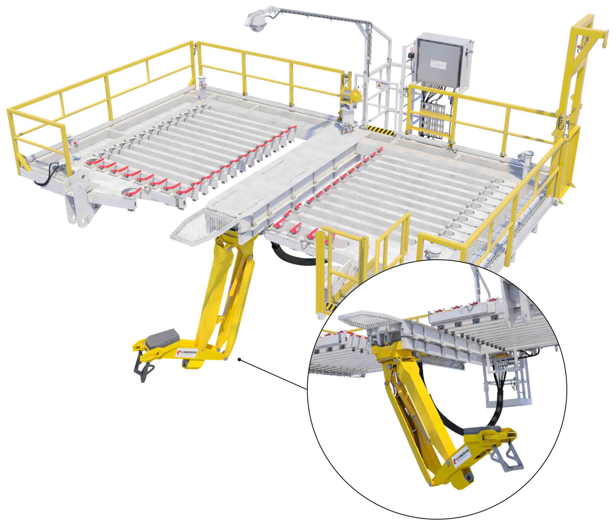 Image of an installed racking board guide arm. 