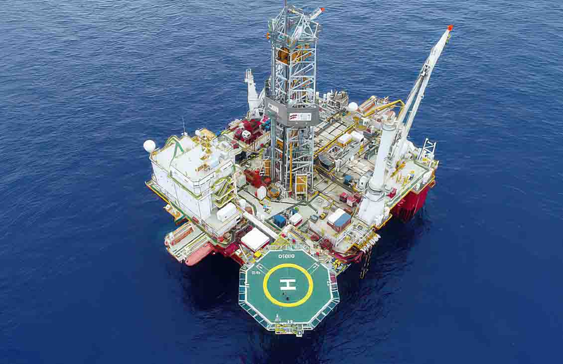 Aerial photo of advanced-capabilities semisubmersible for subsea well intervention and other operations.