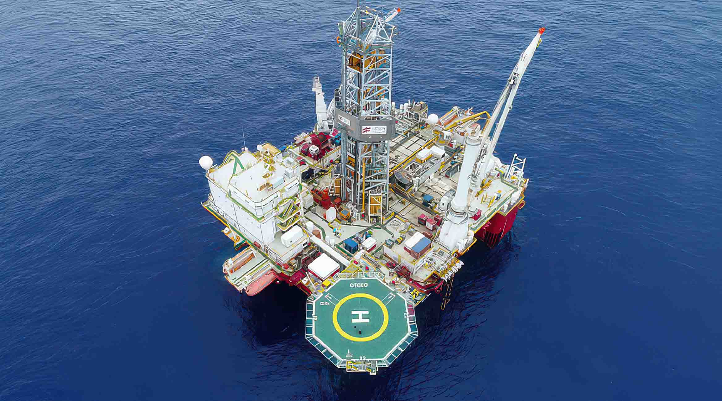 Aerial photo of advanced-capabilities semisubmersible for subsea well intervention and other operations.