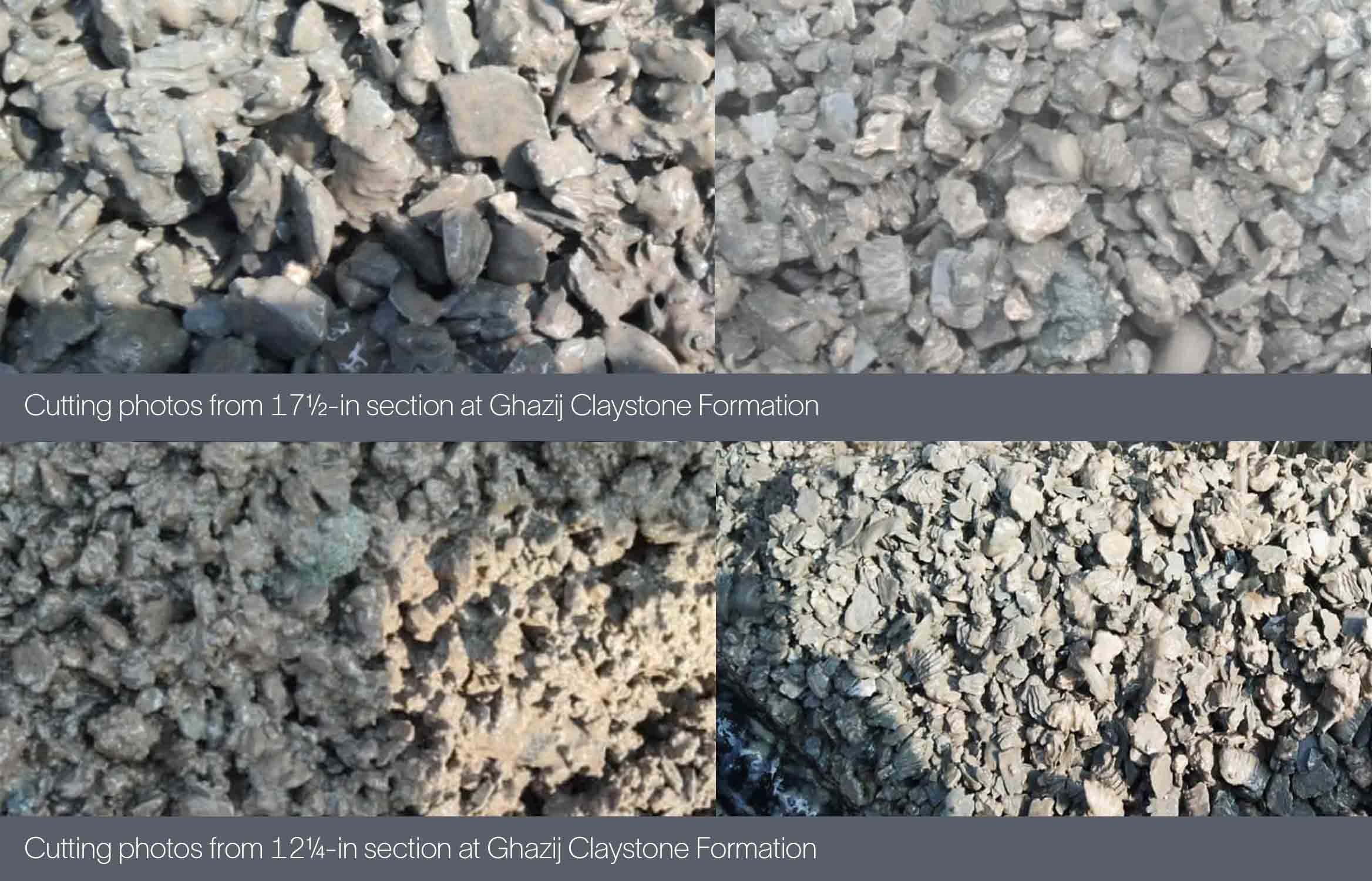Photo of cuttings from the 17 1/2-in section and cuttings from the 12 1/4-in section at the Middle Indus Basin.