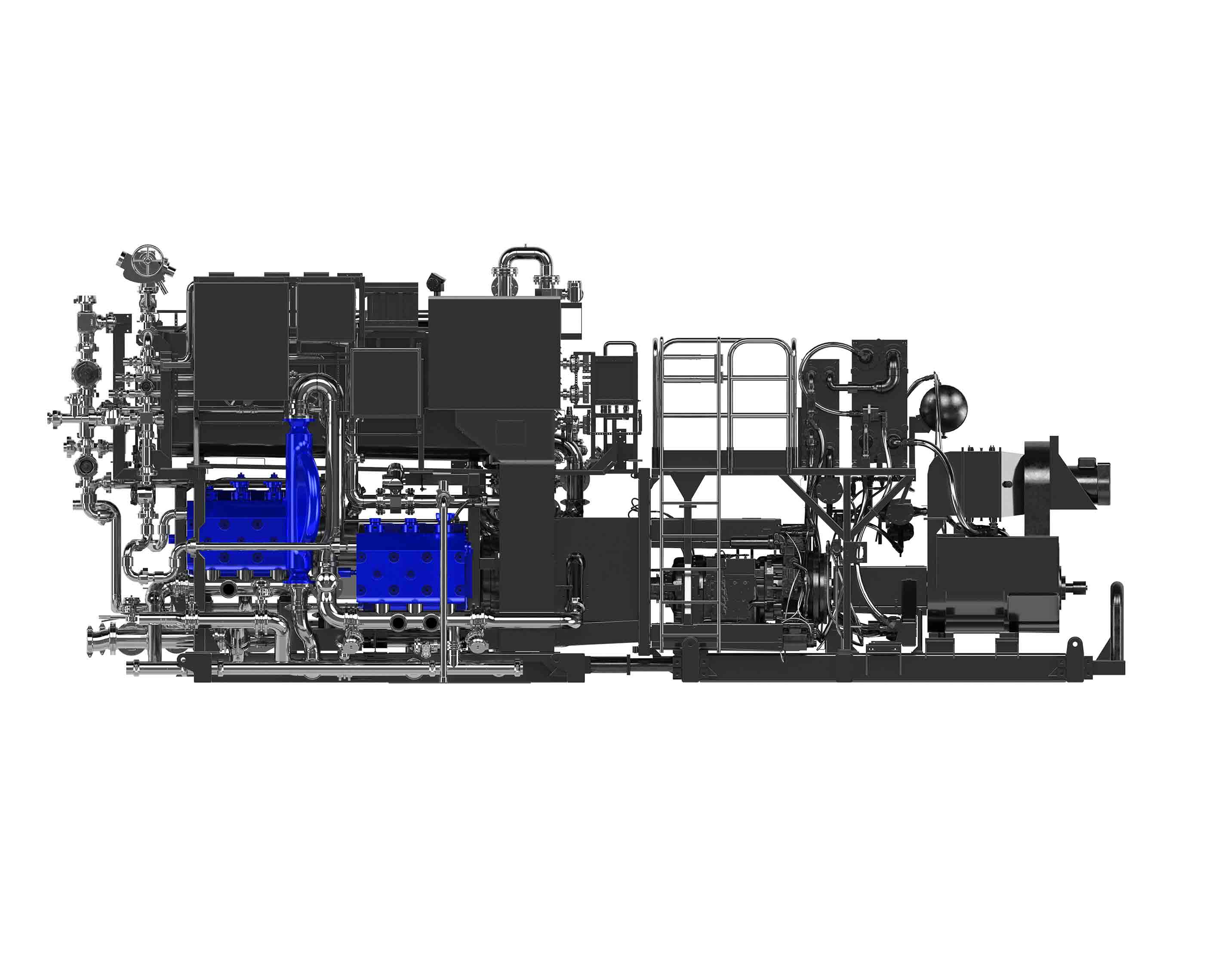 Render of a skid-mounted cementing unit