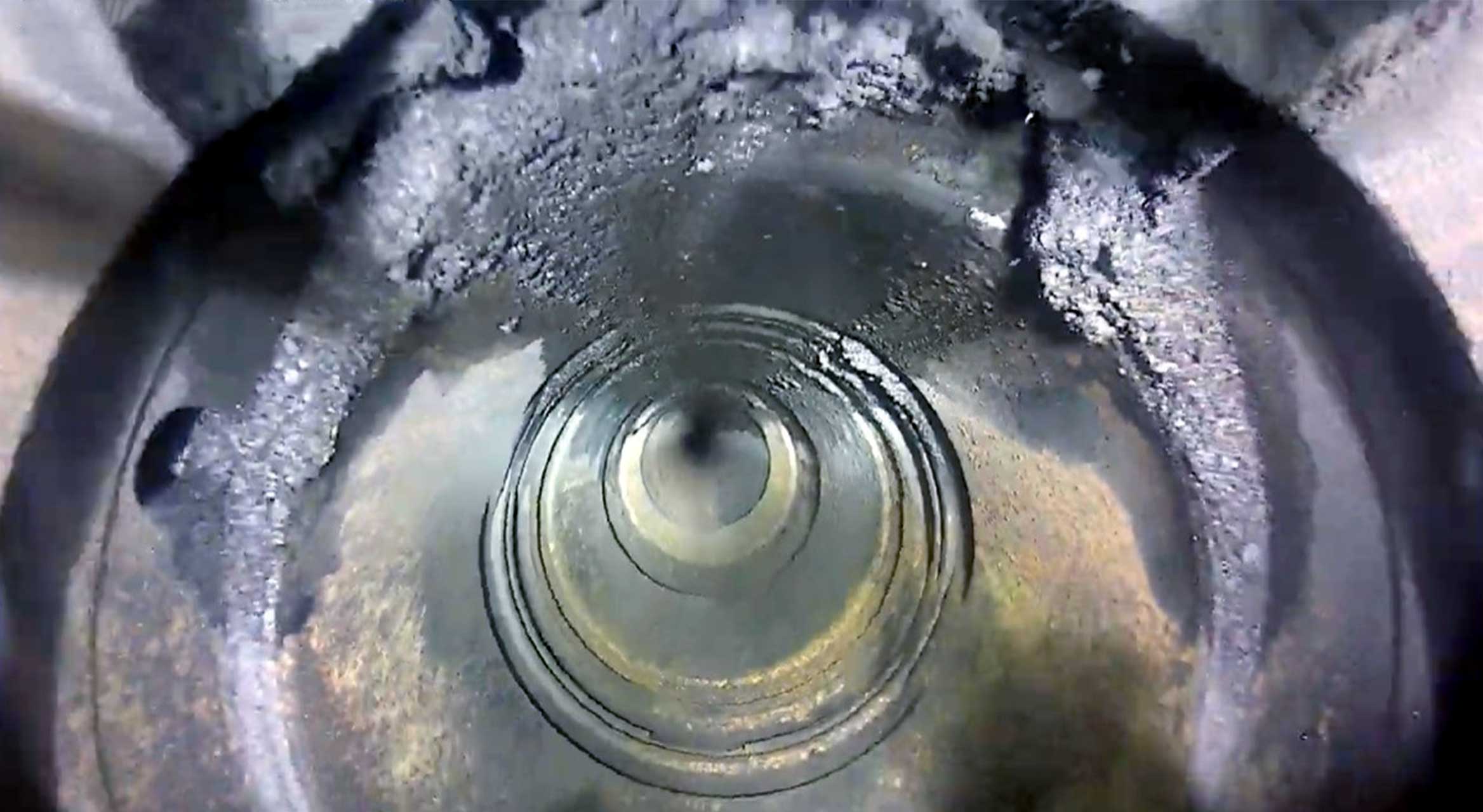  Internal view of wellbore with a camera during leak investigation.
