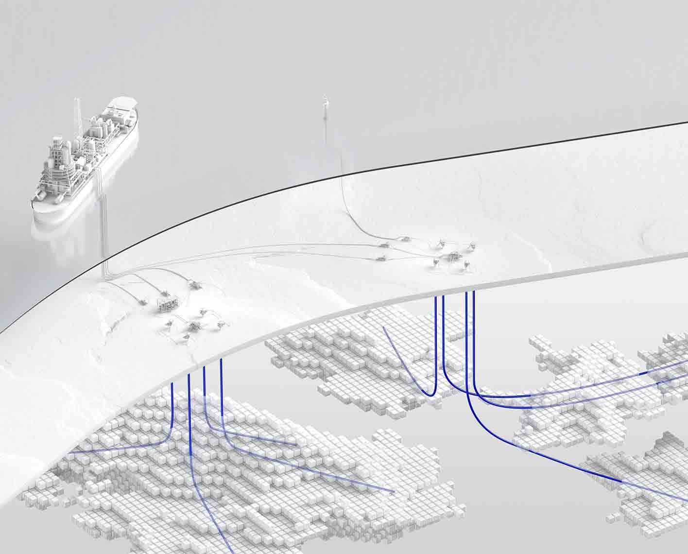 SLB Brand Art Render of offshore reservoirs 