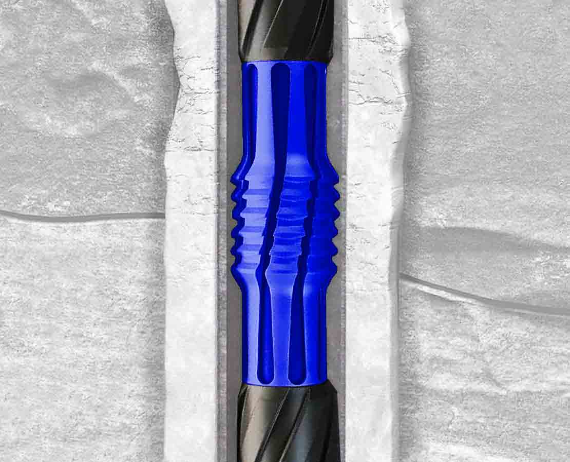 Illustration of wellbore cleaning tool downhole