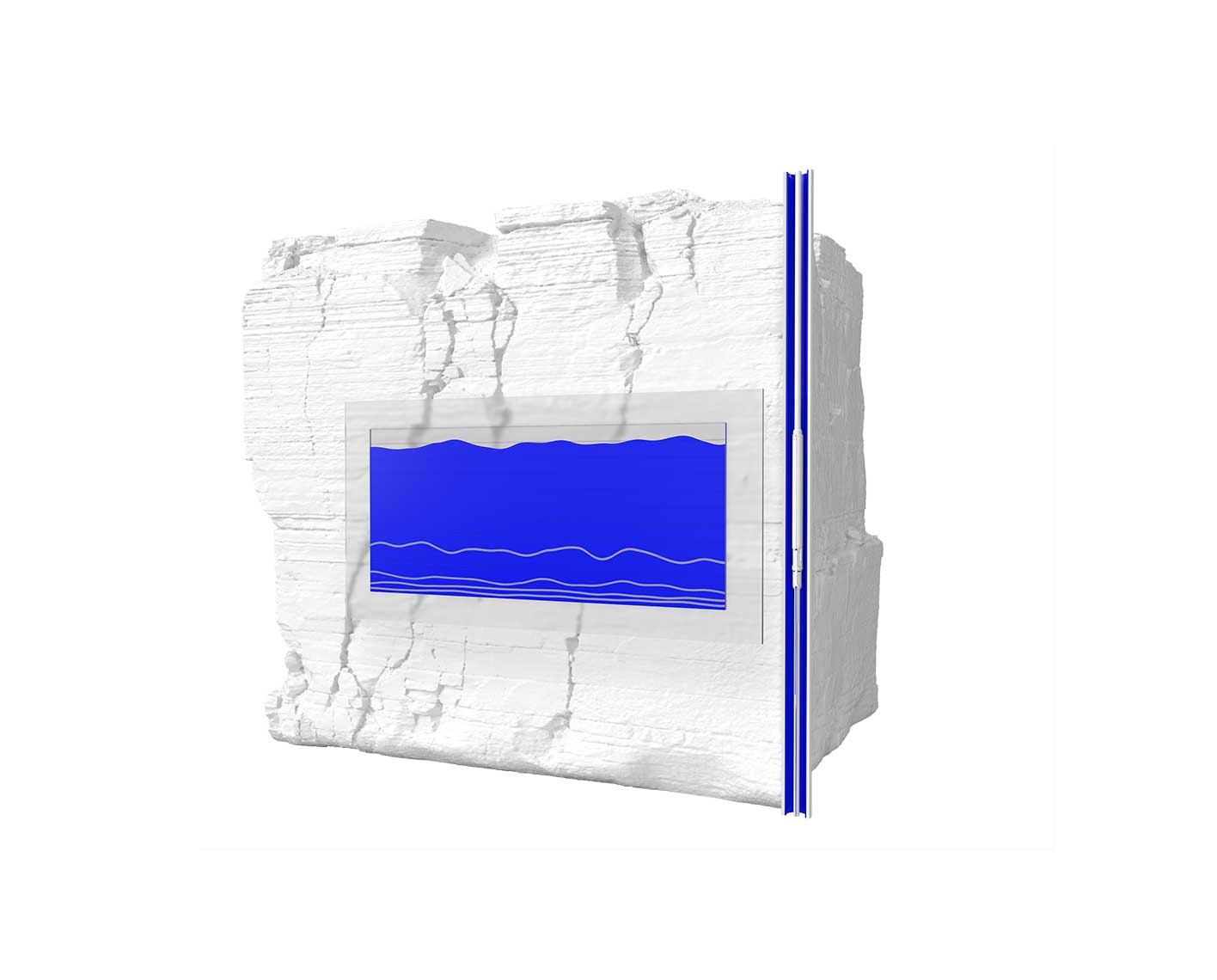 Rendering of an Electris ICV with in situ measurements in a well through a rock formation.