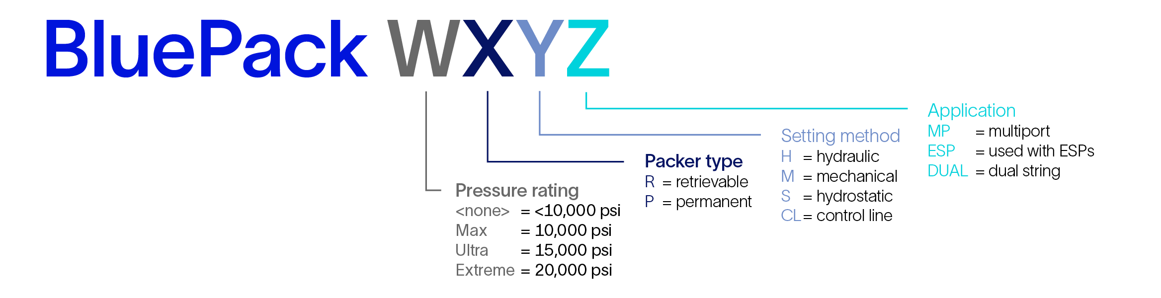 Naming convention for BluePack family of packers