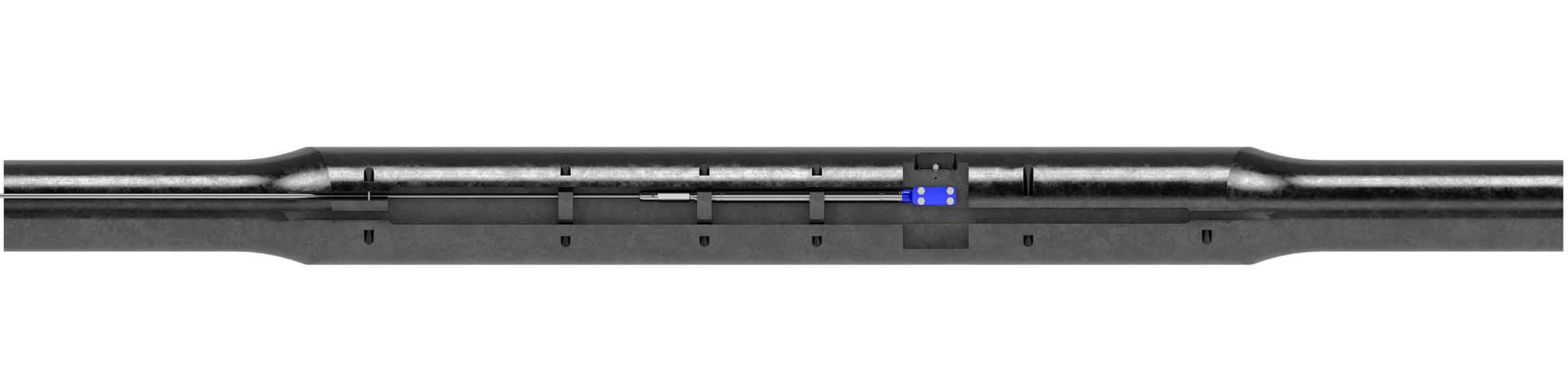 Rendering of Metris Express single-sensor permanent PT gauge in a gauge mandrel.