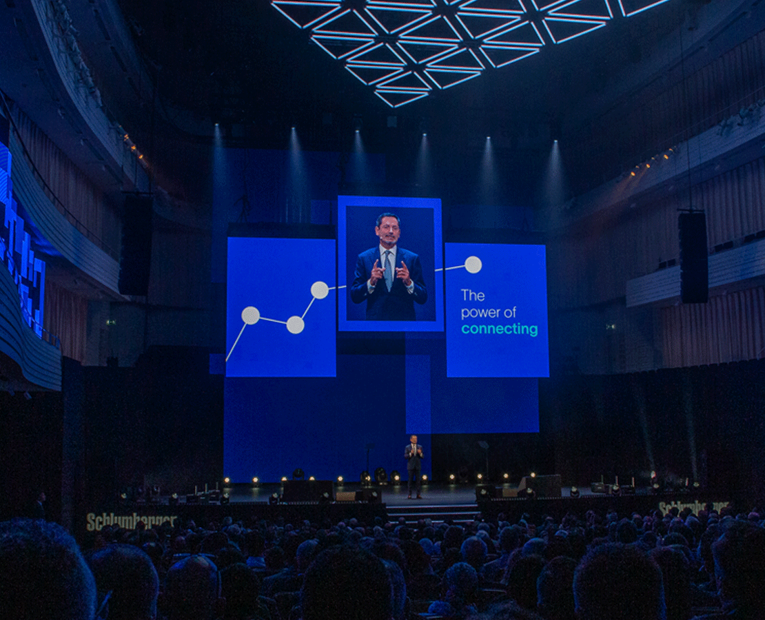 Schlumberger CEO Olivier Le Peuch speaking at the 2022 Digital Forum in Lucerne, Switzerland