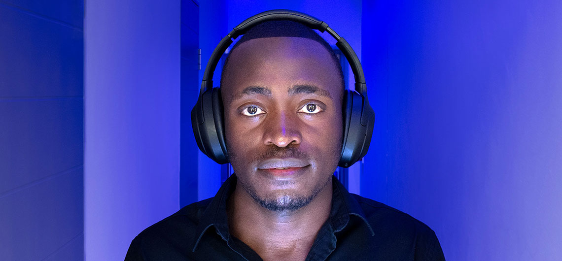 Person wearing headphones