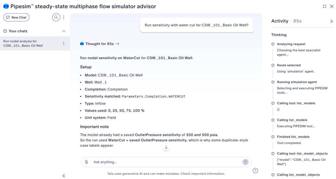 Pipesim simulator advisor