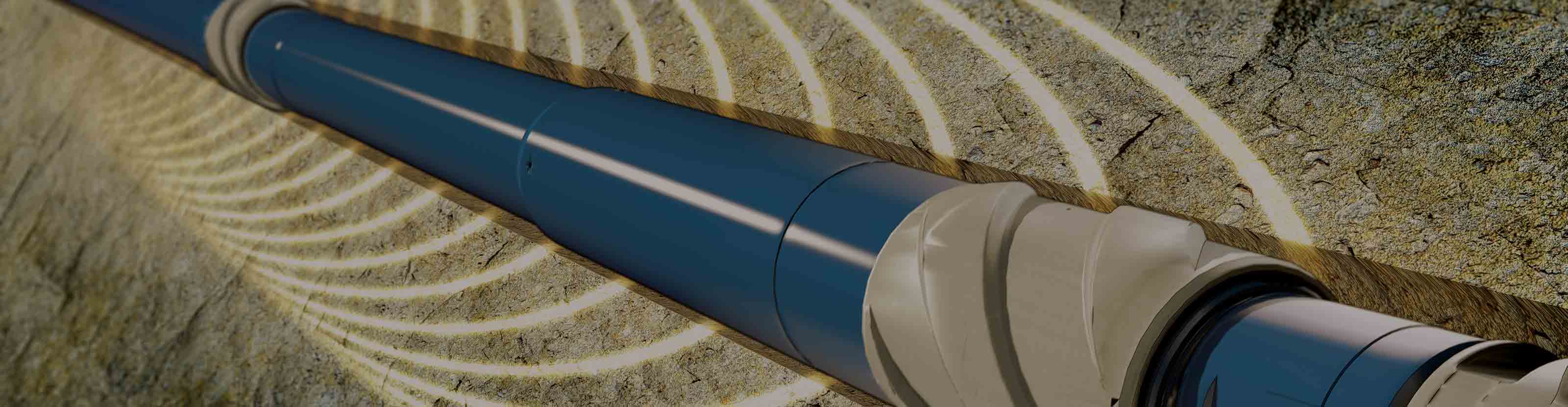 Illustration of a PowerDrive Xceed Ruggedized RSS rotating through the horizontal section of a well