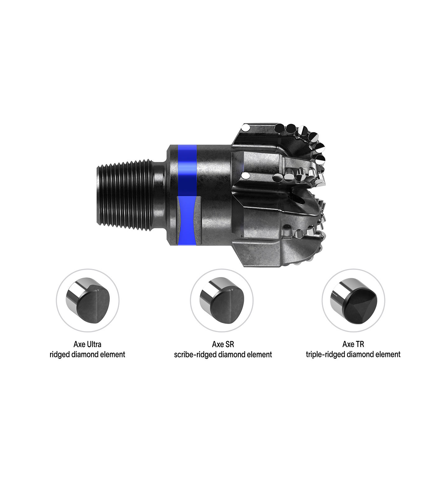 AxeBlade ridged diamond element bit for geothermal