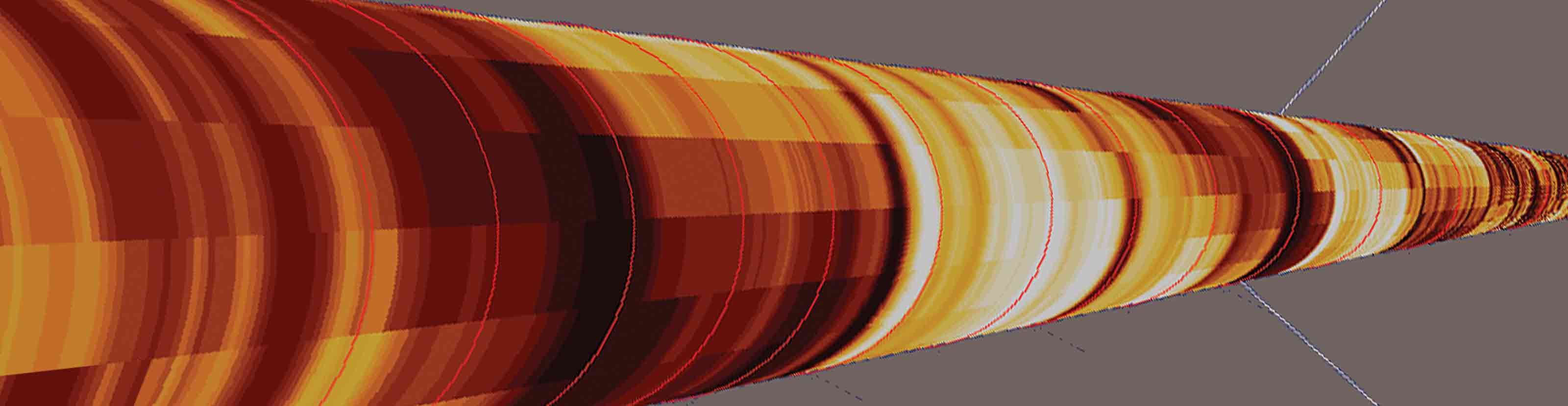 Data from the Neutron Density Imaging Service mapped to the walls of a horizontal wellbore