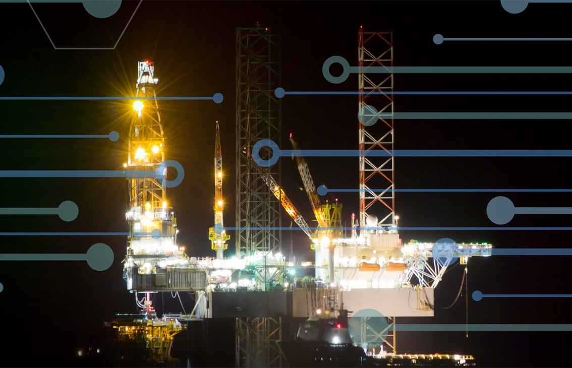 Offshore platform at night