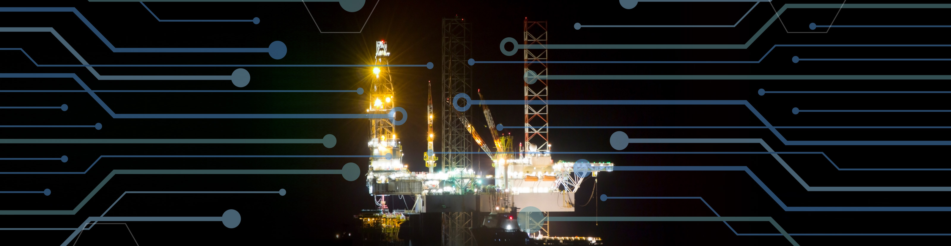 Image of offshore rig at night