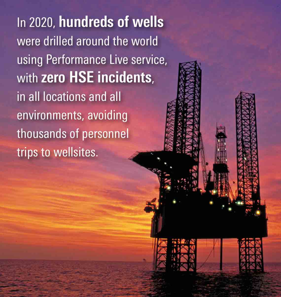 Image of rig with sunset behind.