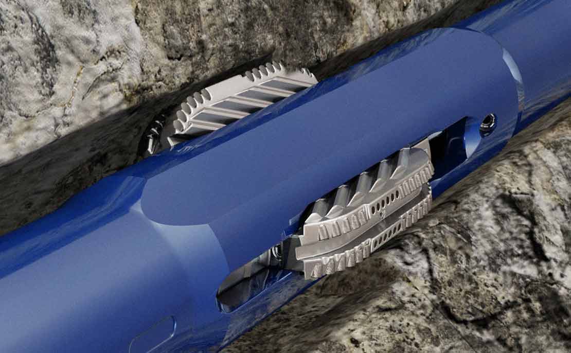 Illustration of cutter blocks downhole.