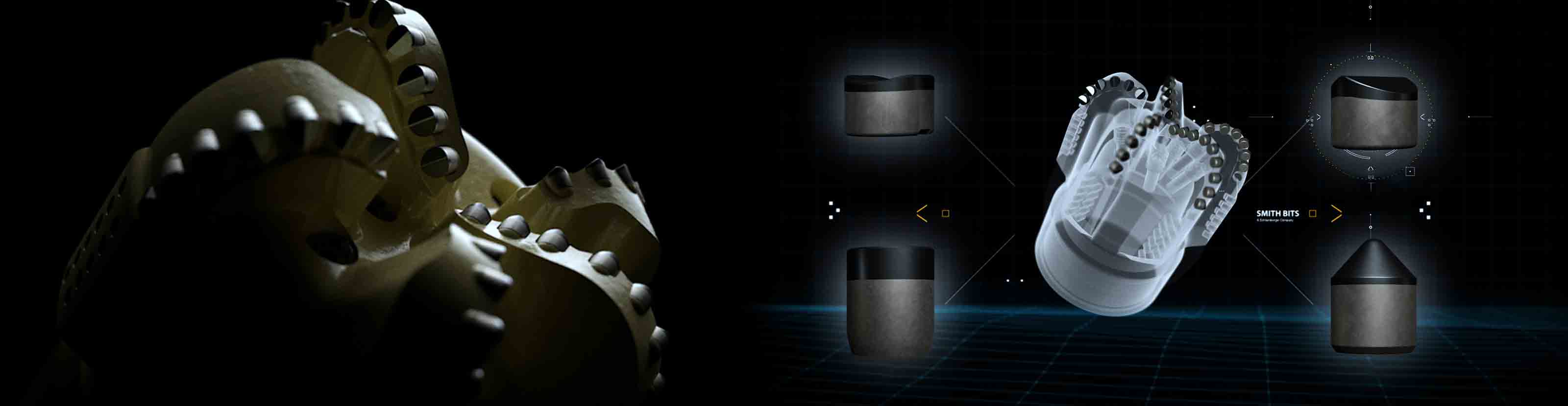 Close up of the blade with bits and a digital overlay