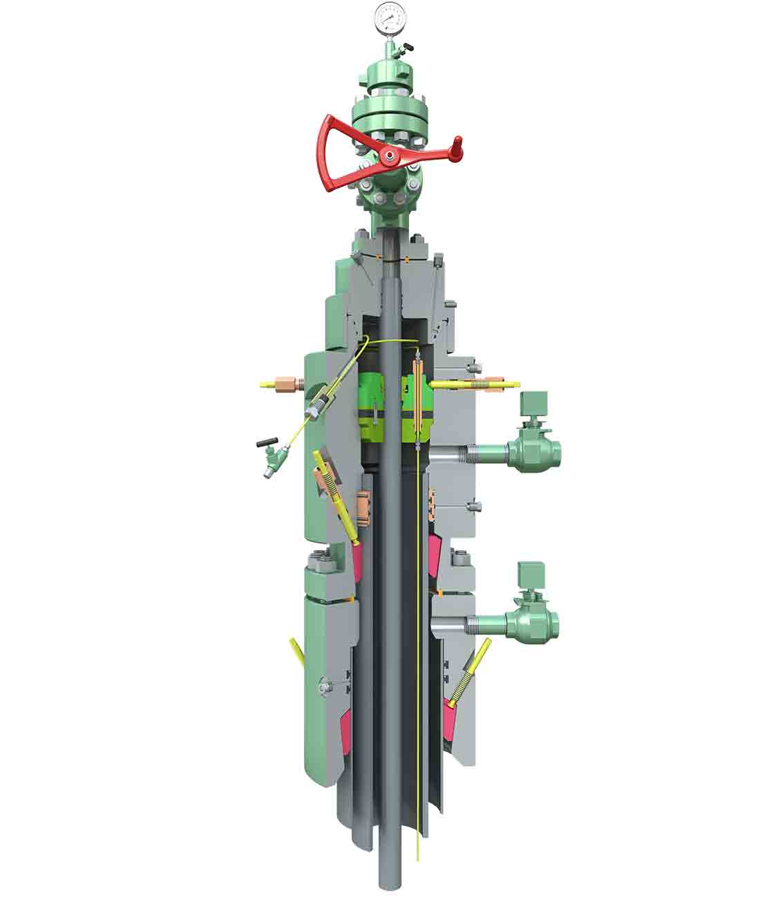 Cross section illustration of the DF-PA wellhead system