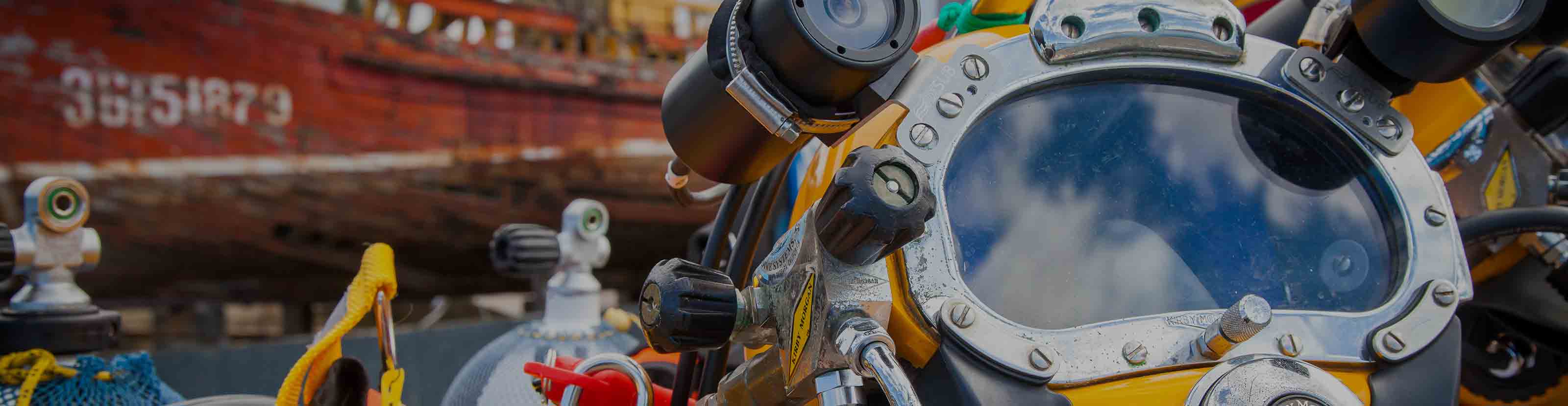 Industrial diving equipment on deck