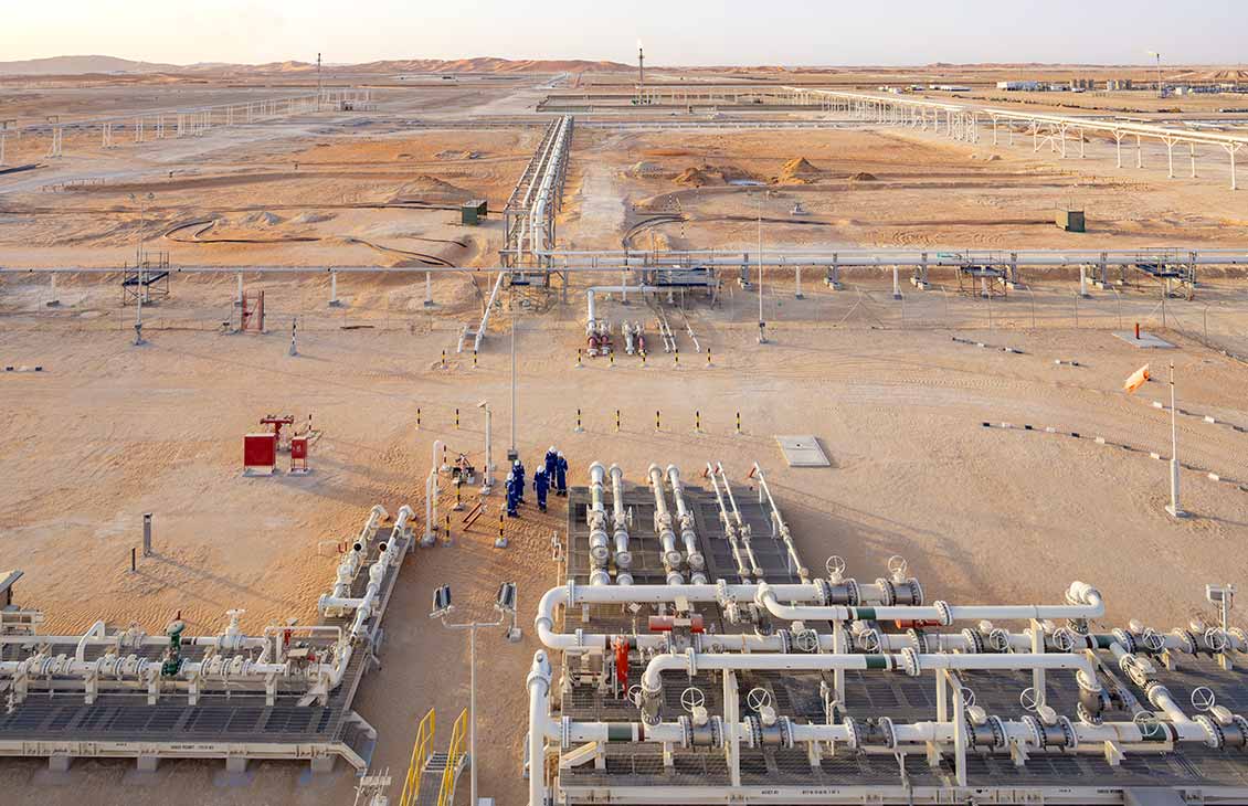 Drone's view photo of a desert production facility