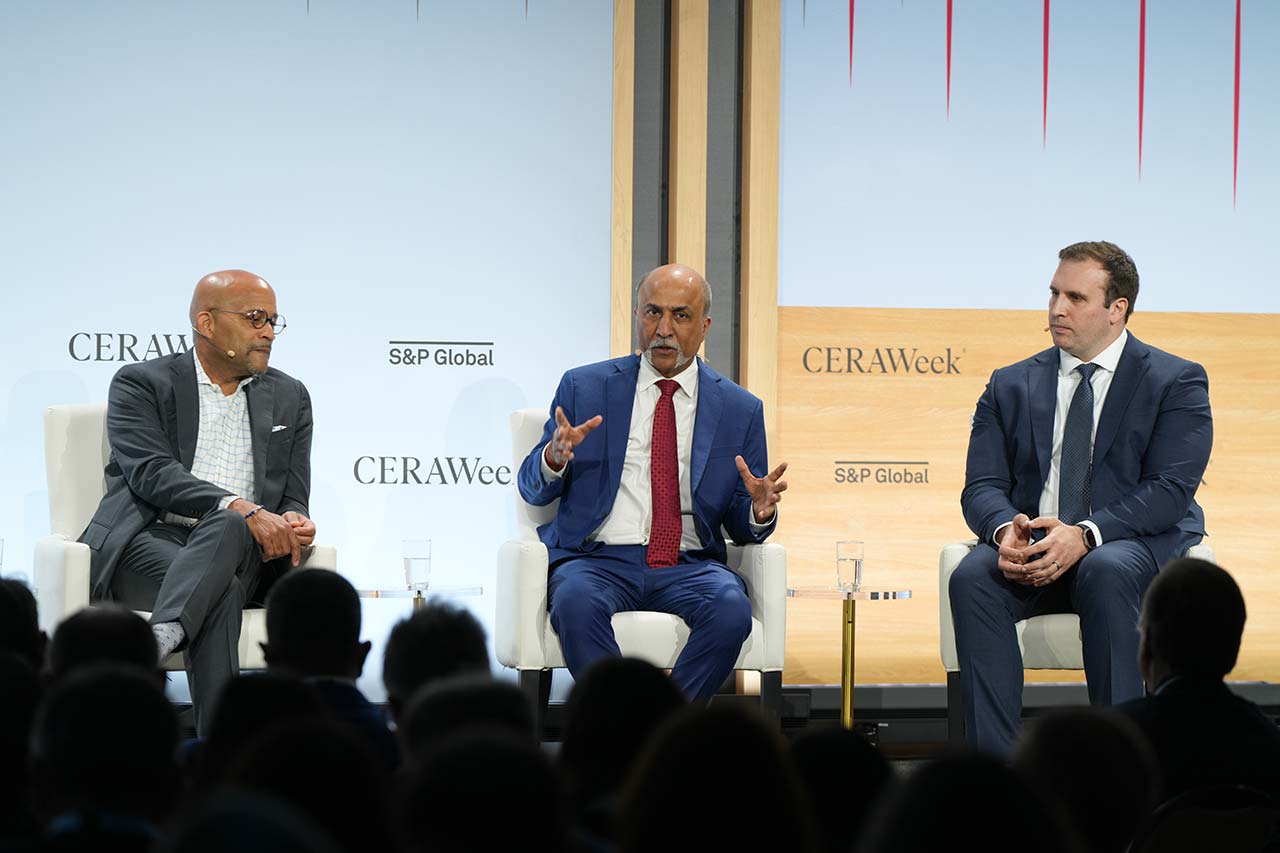 A photo of Rakesh Jaggi speaking during CERAWeek