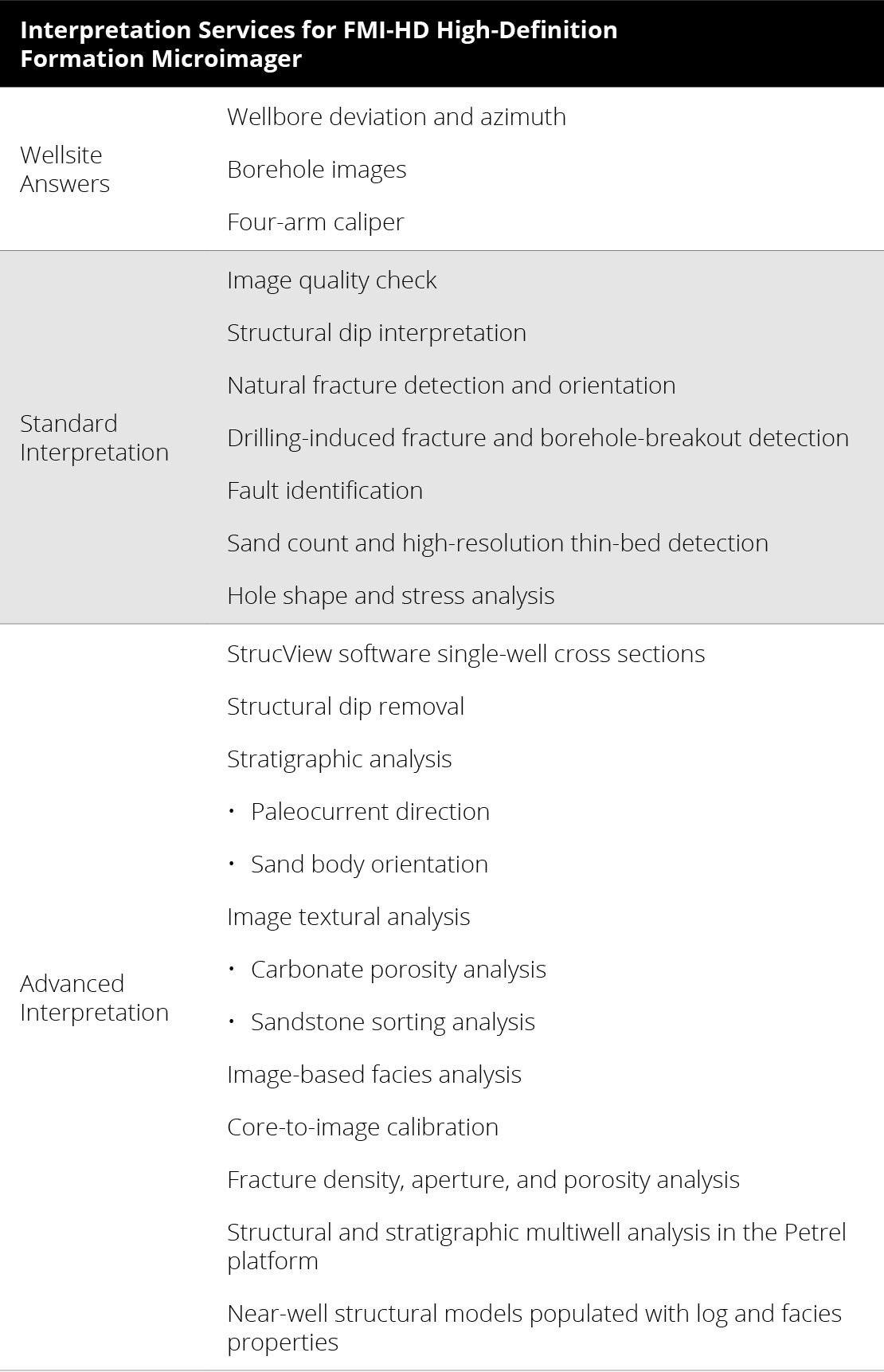 Interpretation Services for FMI-HD High-Definition Formation Microimager