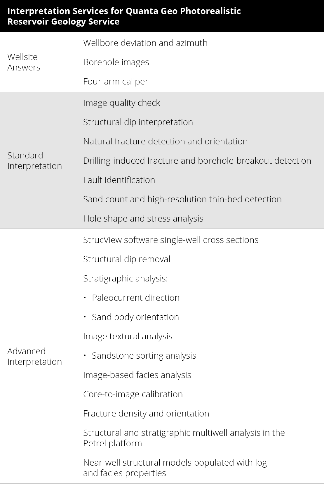Interpretation Services for Quanta Geo Photorealistic Reservoir Geology Service