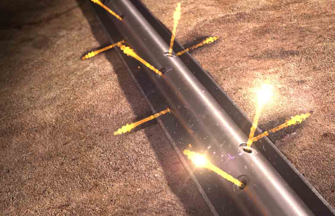 Tempo perforating guns being fired.