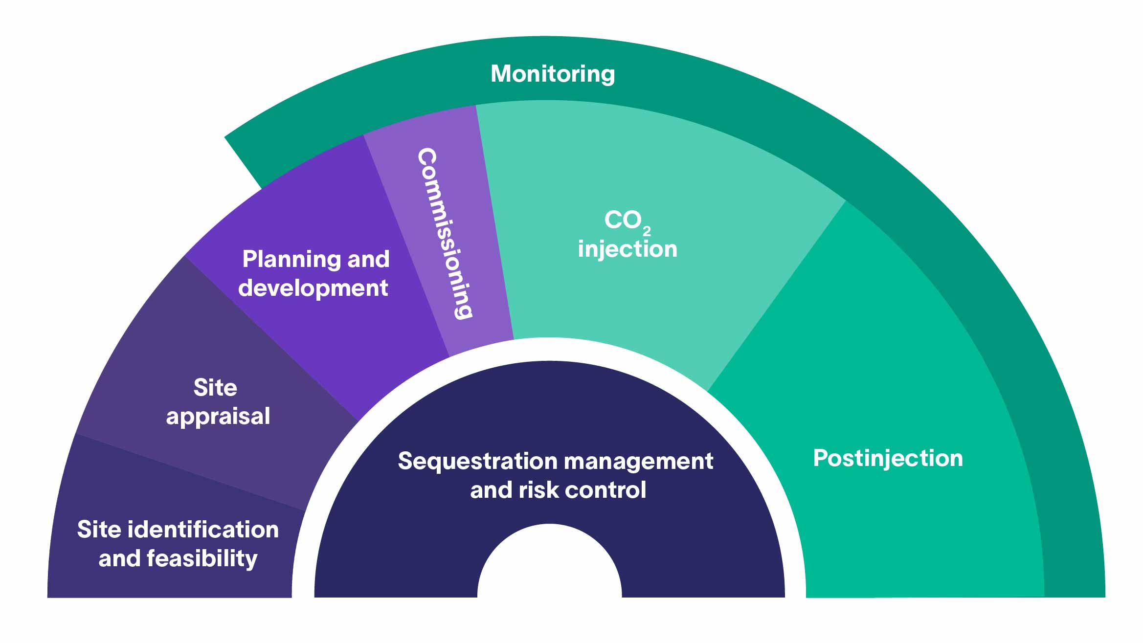 Chart showing our provided services across the full carbon sequestration value chain