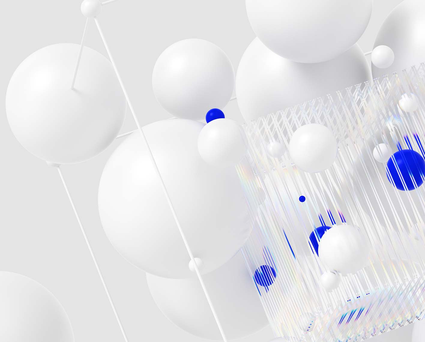 3D CGI image of white and blue spheres (SLB_Carbon_Capture_02)